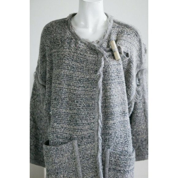 Chloé Thick Knit Boho Lagen Look LArge Toggle Button Massive Pockets Sweater L - Picture 5 of 12